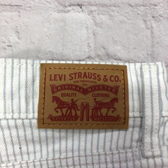 Levi's Women Mid Length Shorts Size 28 Striped Cotton Blend M127 -18 - Picture 7 of 16
